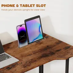 HOMCOM Folding Small Desk on Wheels - Rustic Brown - 6