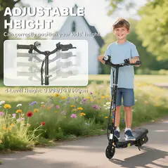 HOMCOM Foldable Electric Scooter, with LED Headlights, for Ages 7-14 Years, Black - 7