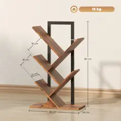 HOMCOM Four-Section Tree Bookcase - Wood-Effect - 3