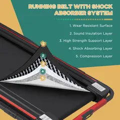 HOMCOM Foldable Walking Machine Treadmill 1-6km/h with LED Display & Remote Control Exercise Fitness for Home Office - 5