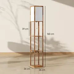 HOMCOM Floor Lamp with Shelves, 4 Layer Standing Lamp with USB Ports, 3 Colour Temperature, Rustic Brown - 3