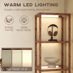 HOMCOM Four-Shelf Floor Lamp - Rustic Brown - 6