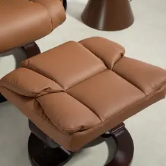 HOMCOM Faux Leather Reclining Chair and Footstool - Brown - 9