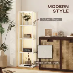 HOMCOM Four-Shelf Floor Lamp - Bleached Oak - 8