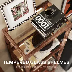 HOMCOM Four-Shelf Floor Lamp - Rustic Brown - 7