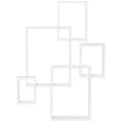 HOMCOM Floating Shelves, Wall Mounted Interlocking Cube Shelves, Display Wall Shelf for Living Room, Bedroom, Hallways, White - 1