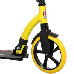 HOMCOM Foldable Kick Scooter with Double Shock Absorption and Big Wheels, Height Adjustable Aluminium Frame Big Wheel Scooter for 14+ Teens Adult - Yellow - 9