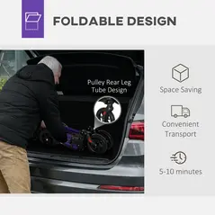 HOMCOM Folding Rollator Walker with Seat, Backrest, Lightweight Walking Frame with Storage Bag, Dual Brakes, Adjustable Handle Height, Suspension System, 4 Wheeled Walker for Seniors, Purple - 7