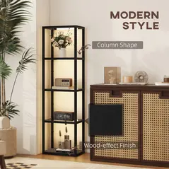 HOMCOM Four-Shelf Floor Lamp - Black - 8