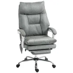HOMCOM Faux Leather Office Chair, with Inflatable Lumbar - Grey - 1