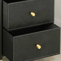 HOMCOM Faux Leather Front Chest of Three Drawers - Black - 8