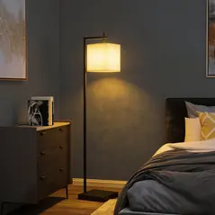 HOMCOM Floor Lamp for Living Room, 66" Modern Tall Standing Lamp with Adjustable Colour Temperatures & 10 Brightness Levels, Remote Control and Foot Switch for Bedroom Office, 9W LED Bulb Included - 2