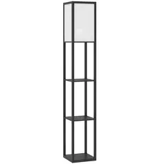 HOMCOM Floor Lamp with Shelves, 3 Layer Column Modern Standing Lamp for Living Room, Bedroom, Office, Bulb not Included, Black - 1