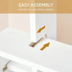 HOMCOM Floating Shelves, Wall Mounted Interlocking Cube Shelves, Display Wall Shelf for Living Room, Bedroom, Hallways, White - 6