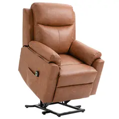 HOMCOM Faux Leather 70° Electric Riser Recliner Chair - Brown - 1