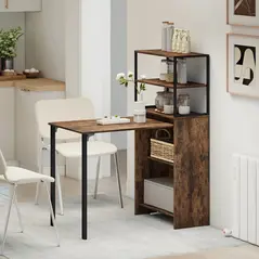 HOMCOM Folding Shelf and Work Table - Brown/Black - 9