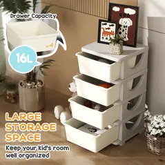 HOMCOM Four-Tier Kids Storage Boxes, with Four Drawers - White - 4