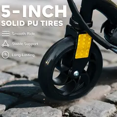 HOMCOM Foldable Electric Scooter, with LED Headlights, for Ages 7-14 Years, Black - 8