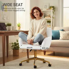 HOMCOM Faux Fur Rabbit Chair - Cream White - 4