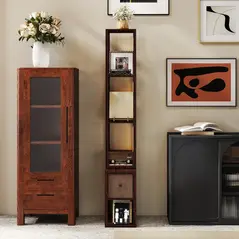 HOMCOM Floor Lamp with Shelves, LED Column Modern Standing Lamp with Fabric Drawer, Adjustable Brightness, Foot Switch for Living Room, Bedroom, Office, Dark Brown - 9