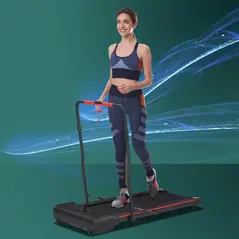 HOMCOM Foldable Walking Machine Treadmill 1-6km/h with LED Display & Remote Control Exercise Fitness for Home Office - 2