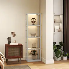 HOMCOM Four-Shelf Floor Lamp - Grey - 9