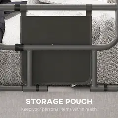 HOMCOM Folding Bed Rail for Elderly Adults, Bed Assist Rail with Storage Pocket for Disabled, Pregnant, Black - 5