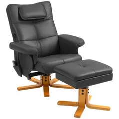 HOMCOM Faux Leather Massage Recliner Chair, with Storage Ottoman - Black - 1