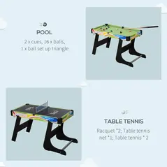 HOMCOM Folding Multi Gaming Table 4 in 1 Hockey, Football Table, Table Tennis, Billiards For Play Fun - 5