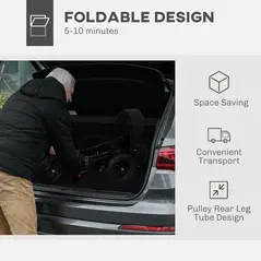 HOMCOM Folding Rollator Walker with Padded Seat, Backrest, Lightweight Walking Frame with Storage Bag, Dual Brakes, All-terrain Wheels, Adjustable Handle Height, 4 Wheeled Walker for Seniors, Black - 7