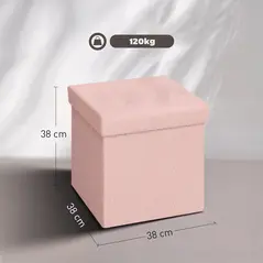 HOMCOM Foldable Sherpa Fleece Storage Ottoman - Pink - 3