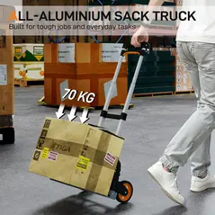 HOMCOM Folding Sack Truck, 70kg Lightweight Hand Truck with Wheels, Foldable Trolley Cart with Telescoping Handle for Warehouse, Office, Luggage, Silver Tone - 4