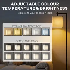 HOMCOM Floor Lamp for Living Room, 66" Modern Tall Standing Lamp with Adjustable Colour Temperatures & 10 Brightness Levels, Remote Control and Foot Switch for Bedroom Office, 9W LED Bulb Included - 6