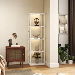 HOMCOM Four-Shelf Floor Lamp - Bleached Oak - 9