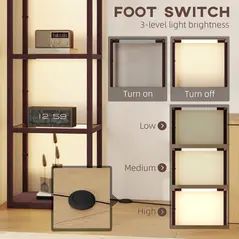 HOMCOM Four-Shelf Floor Lamp - Dark Brown - 5