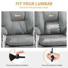 HOMCOM Faux Leather Office Chair, with Inflatable Lumbar - Grey - 4