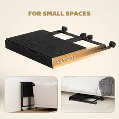 HOMCOM Folding Small Desk on Wheels - Black Wood Effect - 4