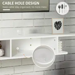 HOMCOM Floating TV Unit Stand for TVs up to 40", Wall Mounted Media Console with Storage Shelf, Entertainment Center, White - 4