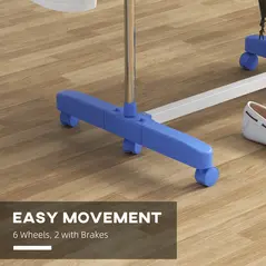 HOMCOM Four-Shelf Collapsing Clothes Horse, With Side Arms and Wheels - Blue - 7