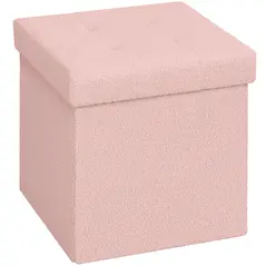 HOMCOM Foldable Sherpa Fleece Storage Ottoman - Pink - 1