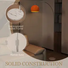 HOMCOM Floor Lamp for Living Room, Modern Standing Lamp with Shade & Foot Switch for Bedroom, Office, Orange - 7