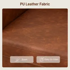 HOMCOM Faux Leather Marble-Effect Two-Seater Sofa - Brown - 7