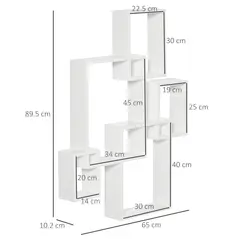 HOMCOM Floating Shelves, Wall Mounted Interlocking Cube Shelves, Display Wall Shelf for Living Room, Bedroom, Hallways, White - 3