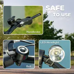 HOMCOM Foldable Electric Scooter, with LED Headlights, for Ages 7-14 Years, Black - 9