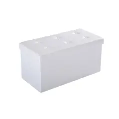 HOMCOM Folding Faux Leather Storage Cube Ottoman Bench Seat PU Rectangular Footrest Stool Box (Cream White) - 1