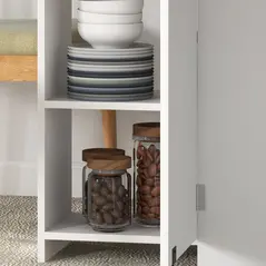 HOMCOM Folding Dining Table, Drop Leaf Table for Small Spaces, Foldable Table with Drawer and Storage Shelves for Kitchen, Dining Room, Oak - 9