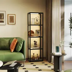 HOMCOM Four-Shelf Floor Lamp - Black - 2