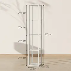 HOMCOM Floor Lamp with Shelves and 3 Brightness Levels - Oak - 3