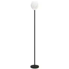 HOMCOM Flower Floor Lamp for Living Room, 3D Printed Modern Standing Lamp with Rose Shade, 3 Colour Temperature & Foot Switch, Minimalist Tall Pole Lampshade for Bedroom, Office, White - 1