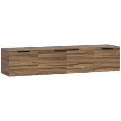 HOMCOM Floating TV Unit, 150 cm Wall Mounted TV Stand Cabinet with Shelves and Doors, Entertainment Media Console for Living Room, Bedroom, Rustic Brown - 1